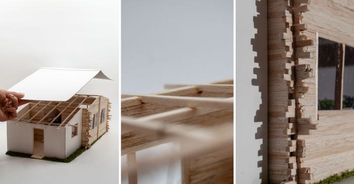 Mélissa Meghit, La cueillette, 2026
Projet de réhabilitation d’un ancien mazot
Maquette 1:25, carton plume, bâton de bois