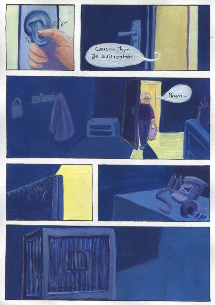 Morgane Délèze, Absence d’un compagnon qui nous est cher, 2026
Planche BD